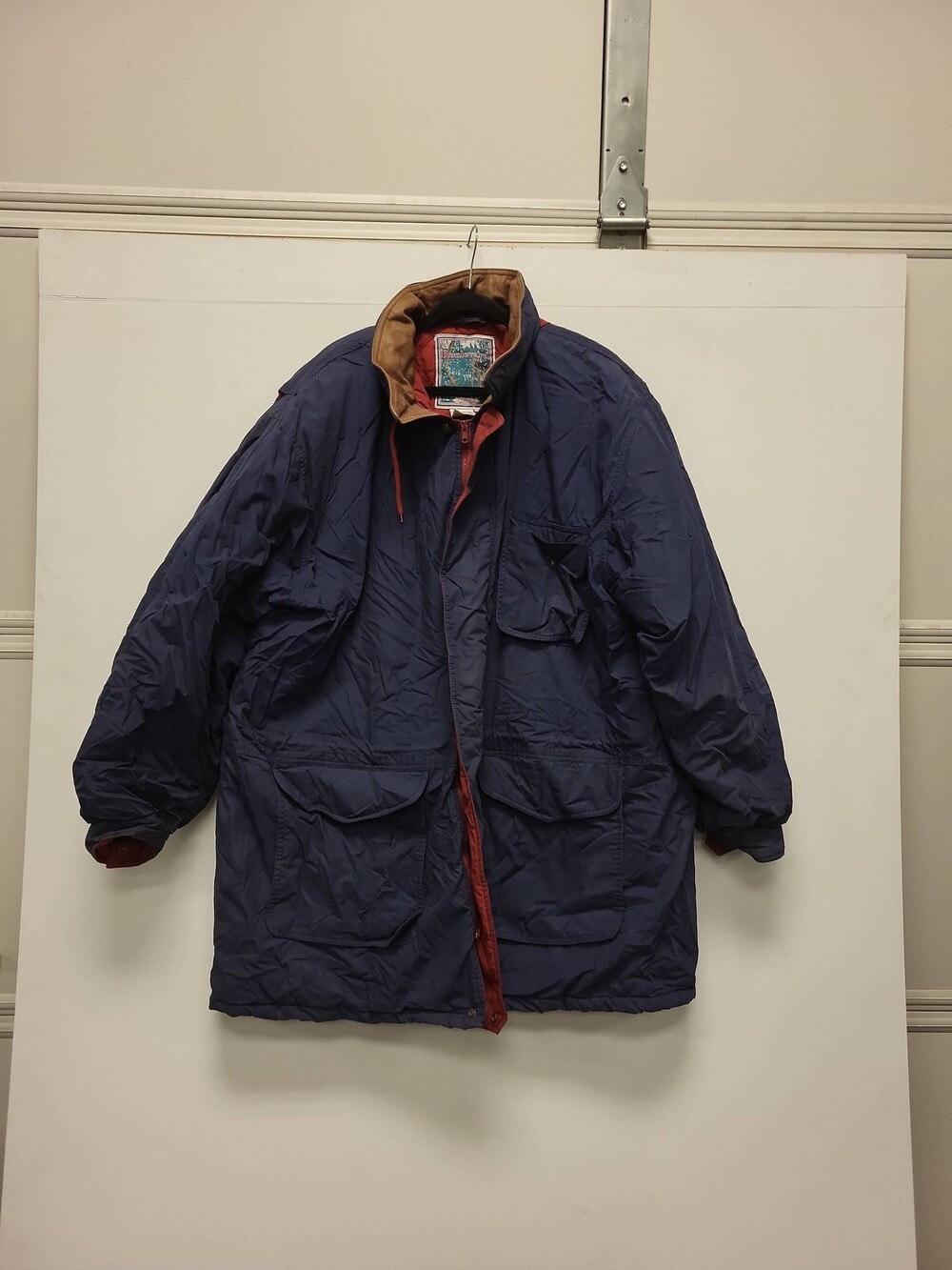 Boulevard by Flock 4XLT Tall Winter Coat Jacket Blue Leather Collar Menswear